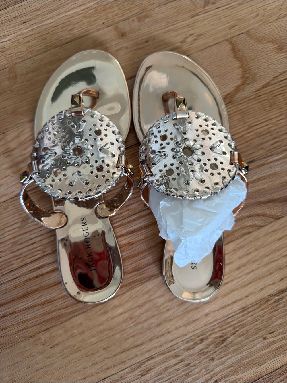 Jack Rogers Girls Metallic Gold Georgica Jelly Sandals. Size 2. NWT